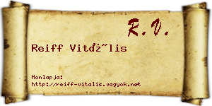 Reiff Vitális névjegykártya